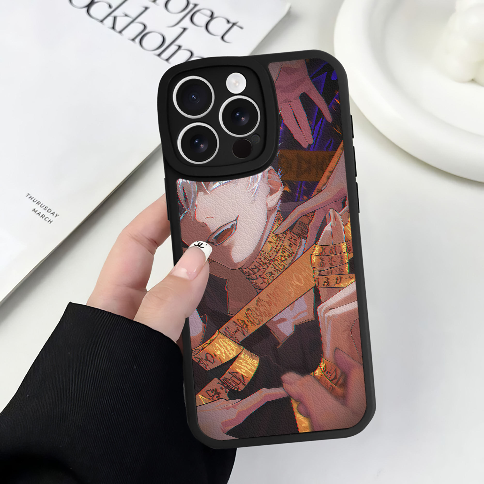 （画像用） 呪術廻戦 Jujutsu Kaisen 【iPhone 16シリーズ対応】シリコンスマホケース（レザー調） 材質：シリコン